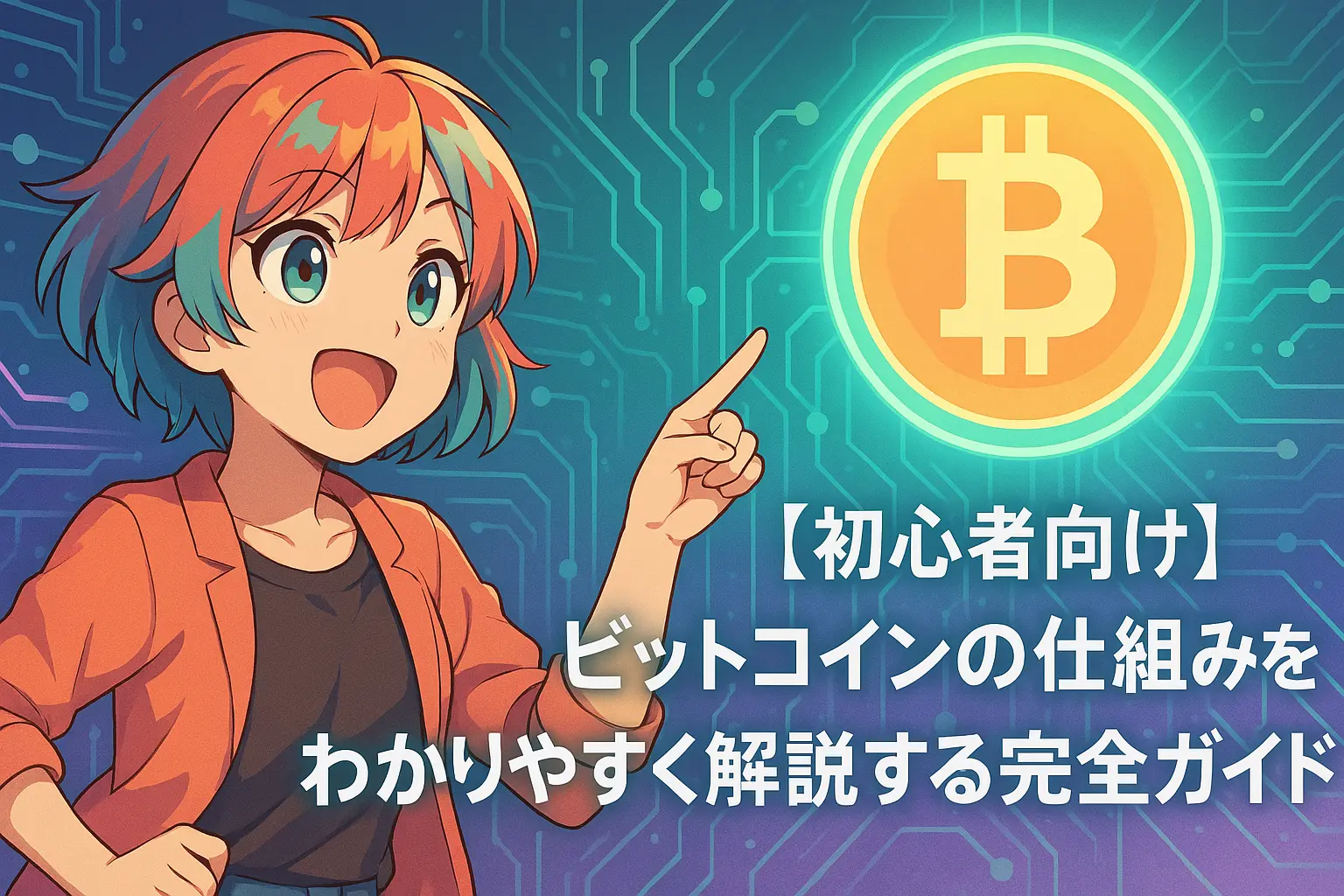 初心者向けにビットコインの仕組みをわかりやすく解説するガイドのイメージ