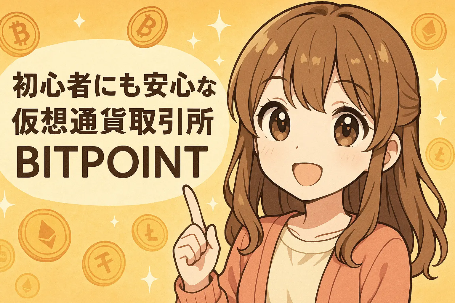 初心者にも安心な仮想通貨取引所「BITPOINT」の特徴と、他社と比較した強みをわかりやすく解説するイメージ