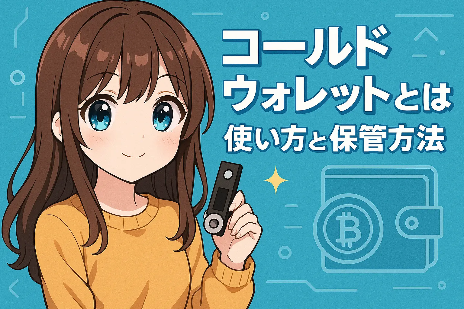 コールドウォレットとは何か、使い方と安全な保管方法を初心者向けに詳しく解説しているイメージ