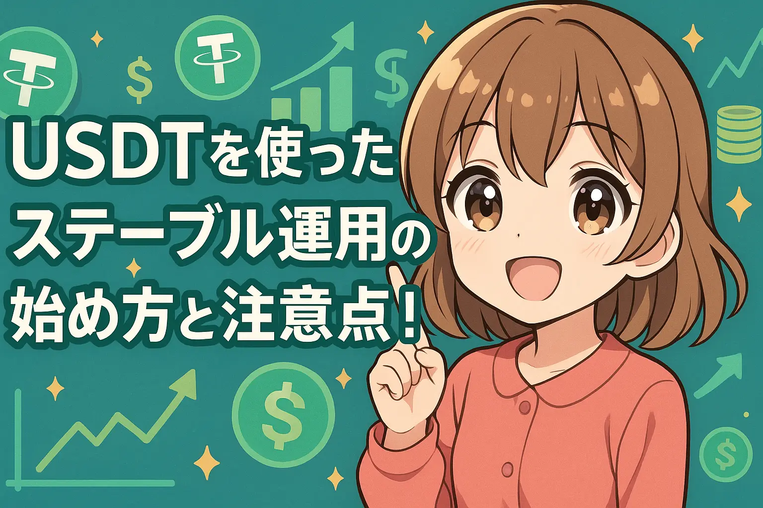 USDTを活用したステーブルコイン運用の基本と注意点を初心者にもわかりやすく解説しているブログ記事のイメージ