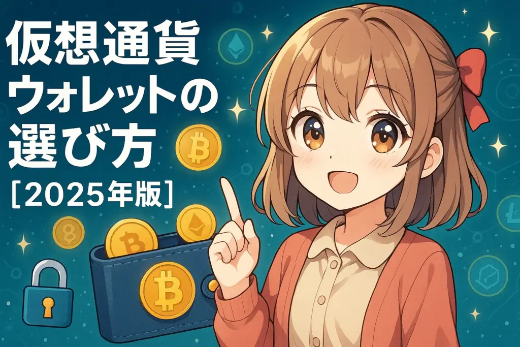 2025年版の仮想通貨ウォレットの選び方を解説する記事のトップ画像。初心者でもわかりやすいようにホットウォレットとコールドウォレットの違いや、安全な保管方法について紹介している。
