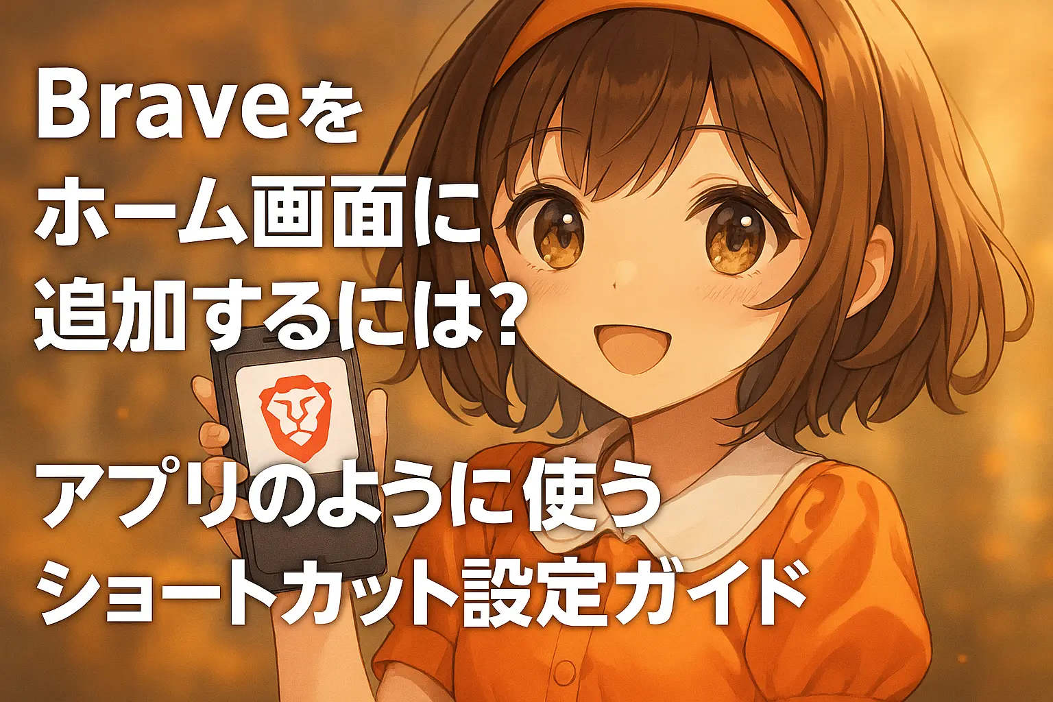 Braveブラウザをスマホのホーム画面に追加してアプリのように使うためのショートカット設定方法をわかりやすく解説した画像