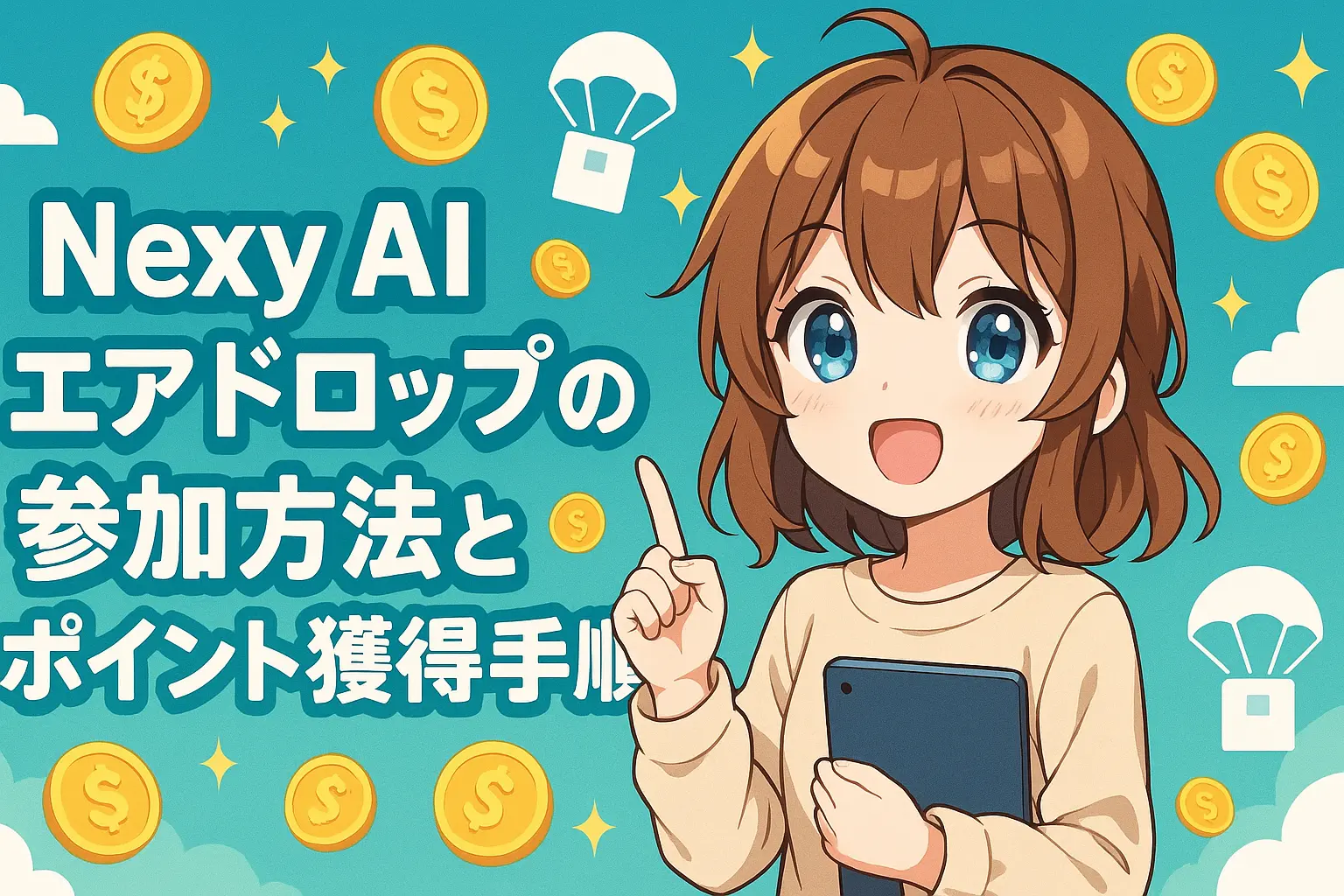 Solana発のAI×DeFiプロジェクト「Nexy AI」のエアドロップ参加方法とポイント獲得手順を初心者向けに詳しく解説した画像