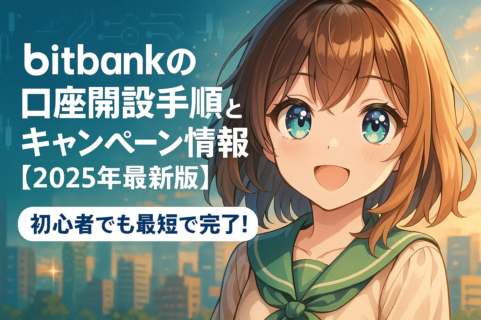 bitbankの口座開設手順と2025年最新版のキャンペーン情報を初心者向けに紹介するイメージ。登録画面とキャンペーンバナーが並ぶ構成。