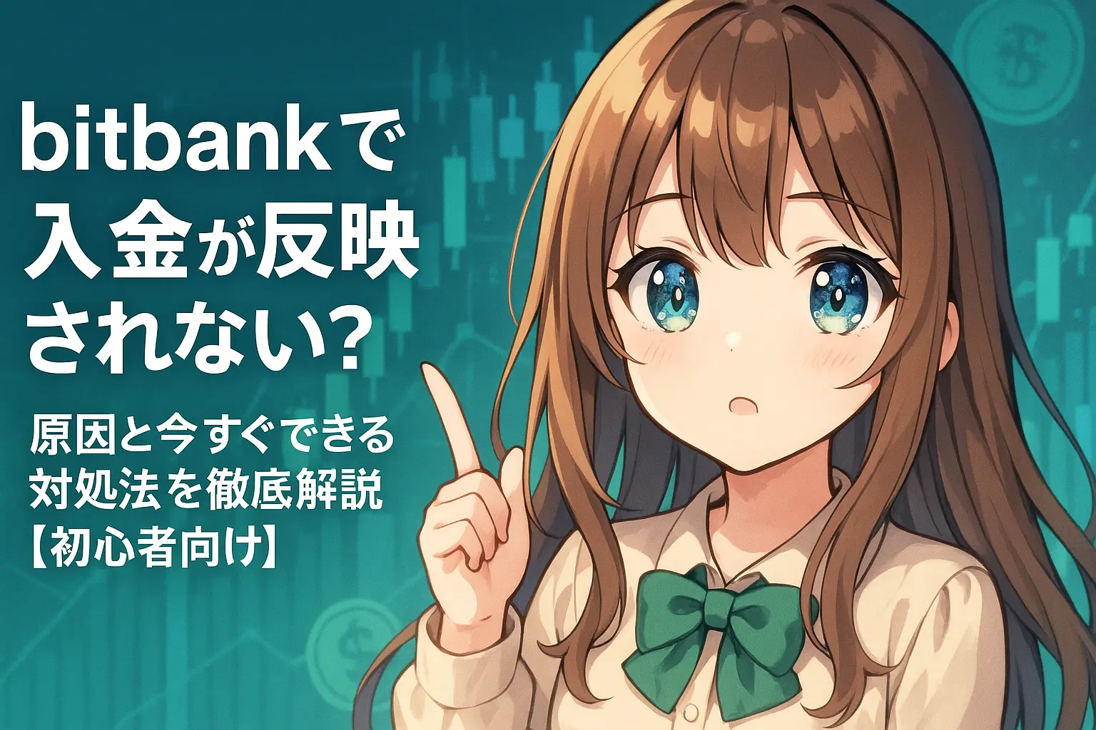 bitbankで入金が反映されない原因と、初心者でもすぐにできる対処法を解説するイメージ。入金履歴画面や確認手順の操作画面が並んだ構成。