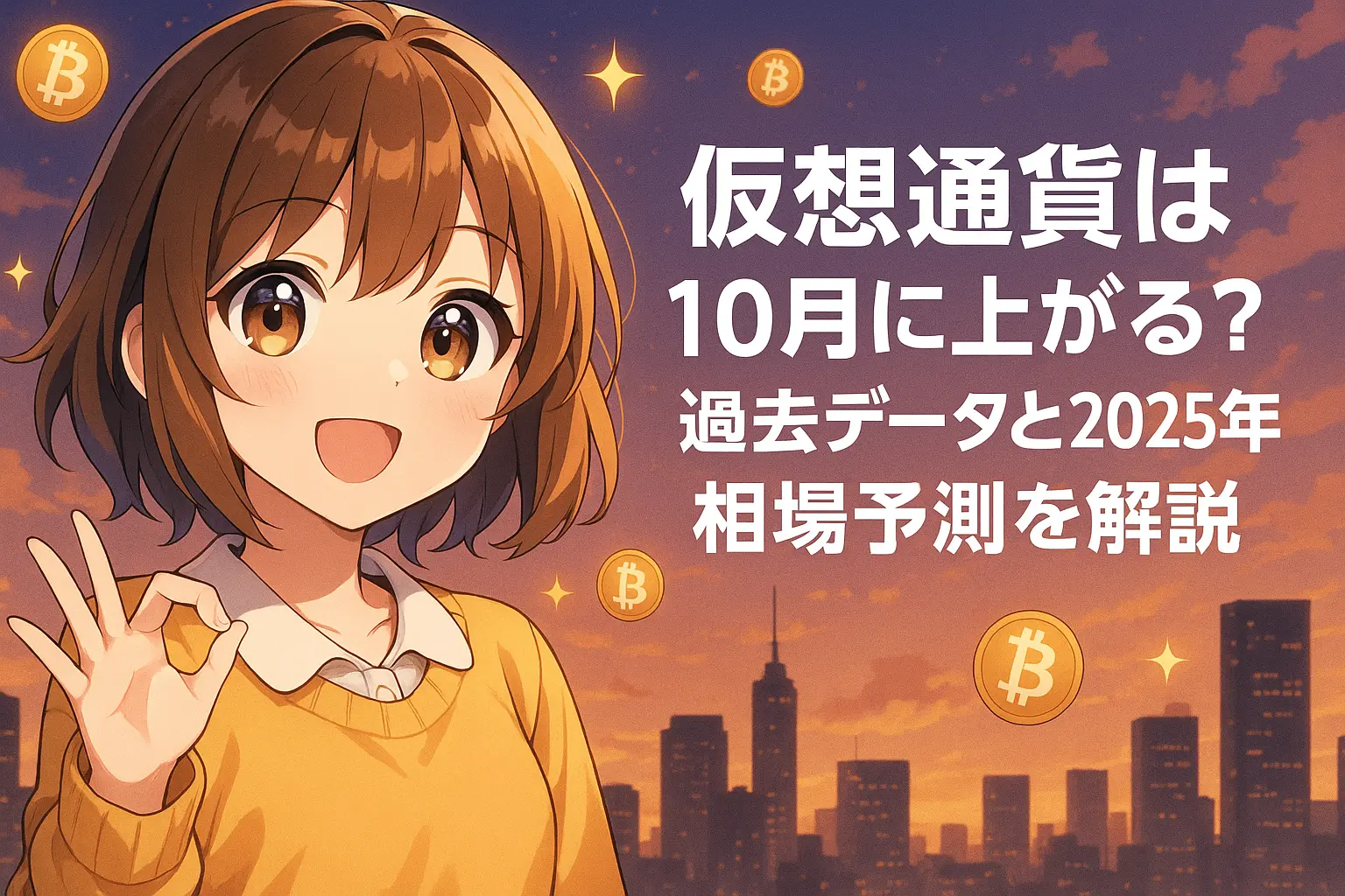 仮想通貨は10月に価格が上がりやすいのか、過去データをもとに2025年の相場予測を解説している記事のイメージ