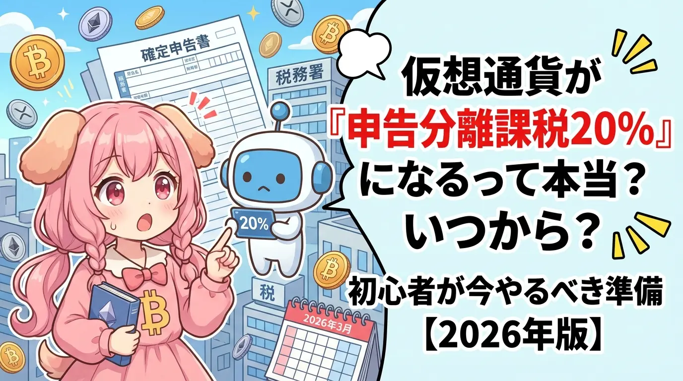 仮想通貨が申告分離課税20%になるのはいつからなのか、2026年時点の最新情報と初心者が今から準備すべきポイントをわかりやすく解説しているイメージ