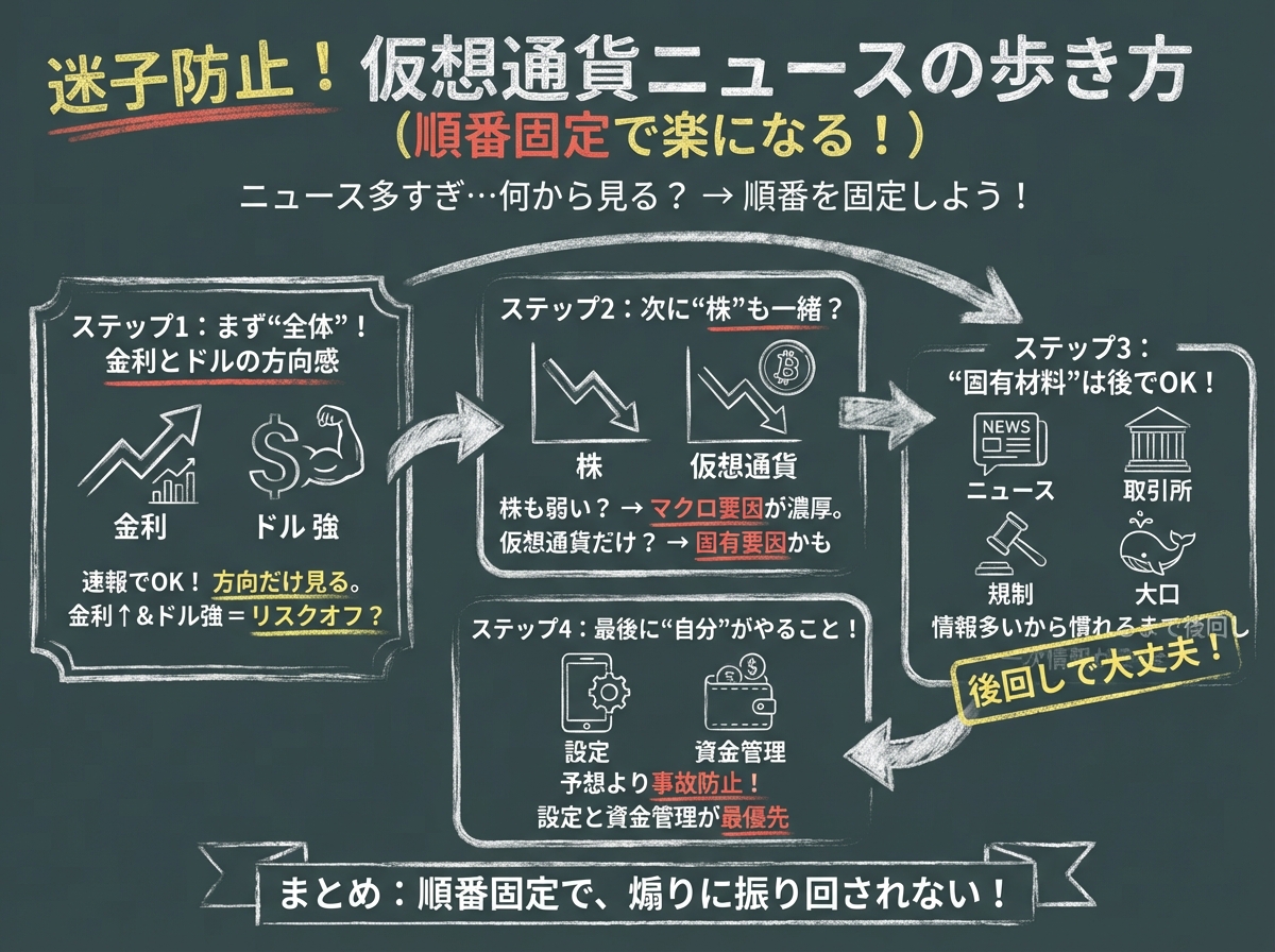 図解：初心者向け：「ニュースを見た日の確認順」テンプレ
